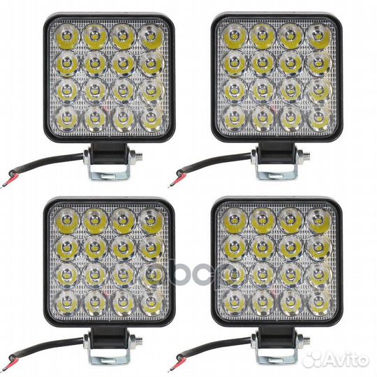 Фара светодиодная квадратная 16LED, направленный