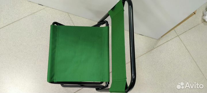 Стул походный складной со спинкой зеленый