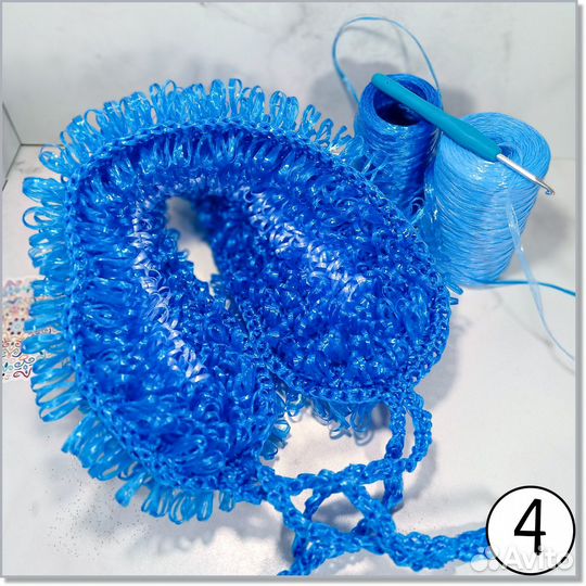 Мочалка ручной работы длинная с ручками