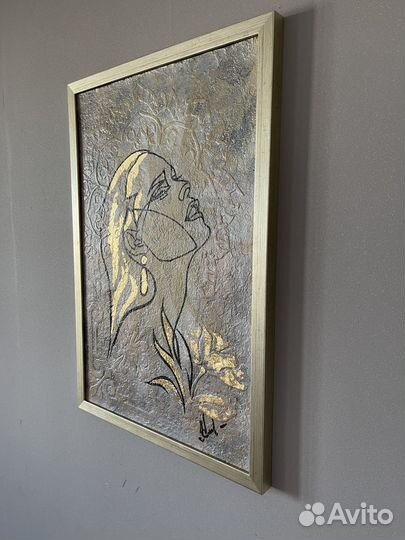 Интерьерная картина, поталь, рельефная