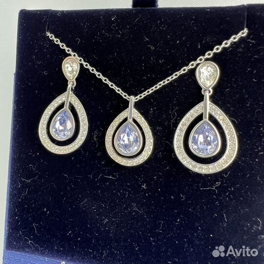 Swarovski комплект лаванда серьги кулон