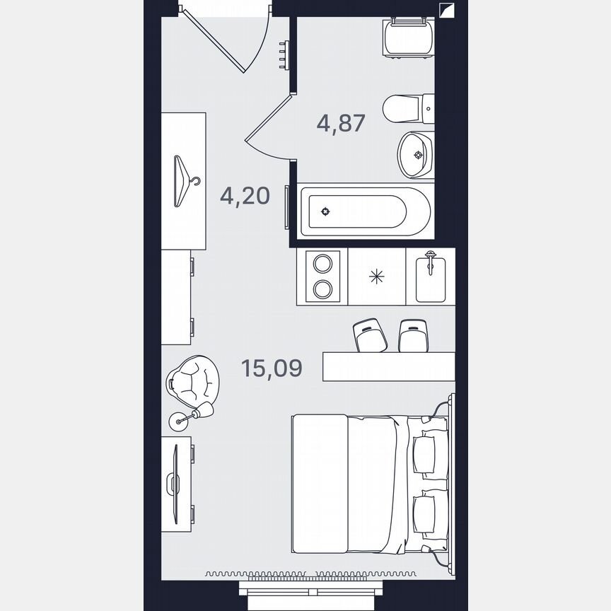 Апартаменты-студия, 24,2 м², 2/24 эт.