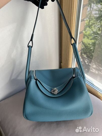 Сумка Hermes Lindy medium blue Jean