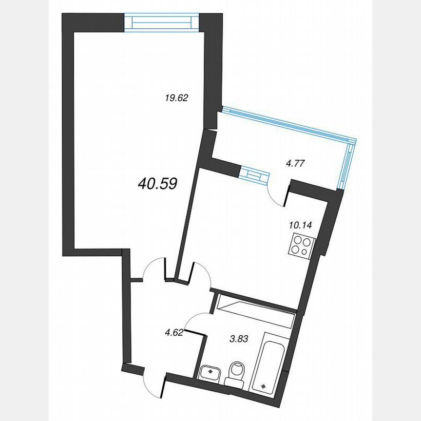 1-к. квартира, 43 м², 22/22 эт.