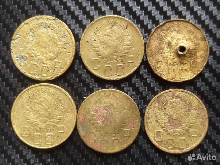 5 копеек 1936, 1938, 1939,1940, 1941,1943