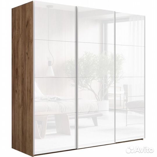Шкаф-купе Эста 3-х дверный Цельный (12 Белых стеко