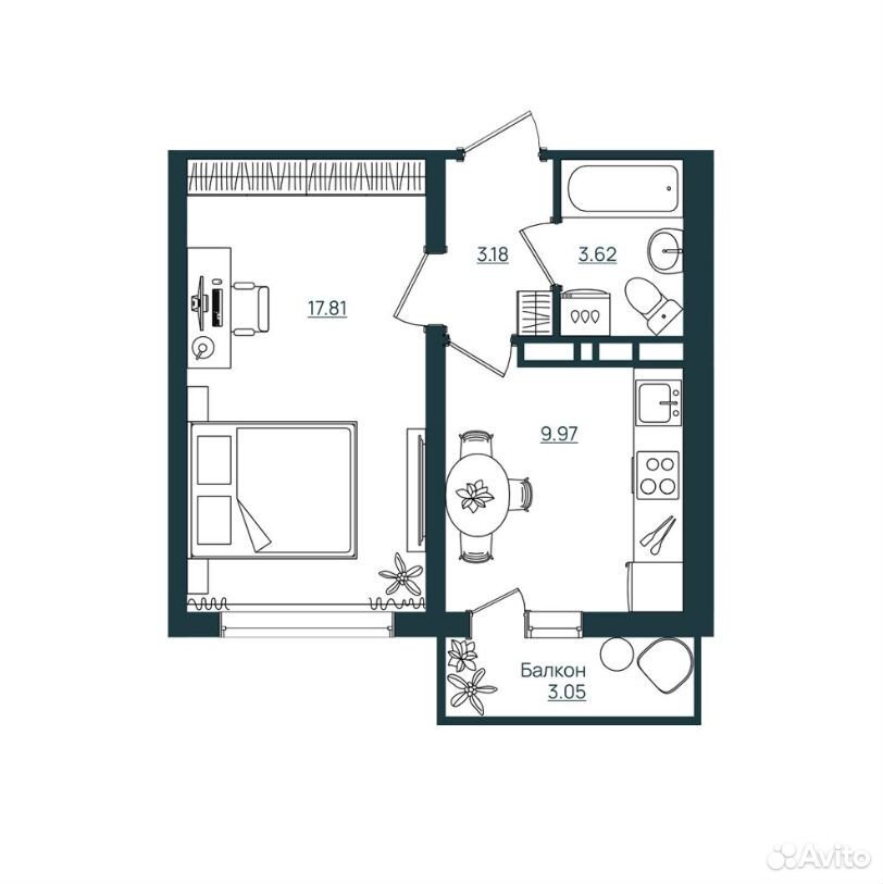 1-к. квартира, 35,5 м², 7/10 эт., Херсон