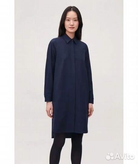 COS Темно-синее шерстяное повседневное платье