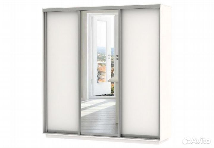 Шкаф купе с зеркалом дуб молочный