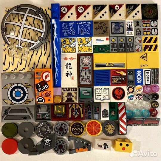 Лего плоские детали с принтами и наклейками