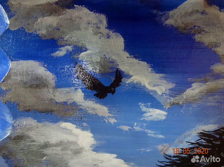 Картина на срезе березы 