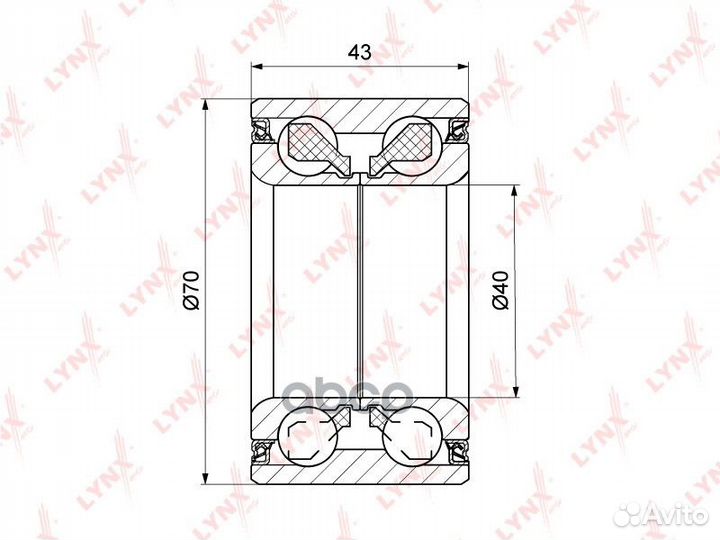 Подшипник ступицы задний (43x40x70) lynxauto WB