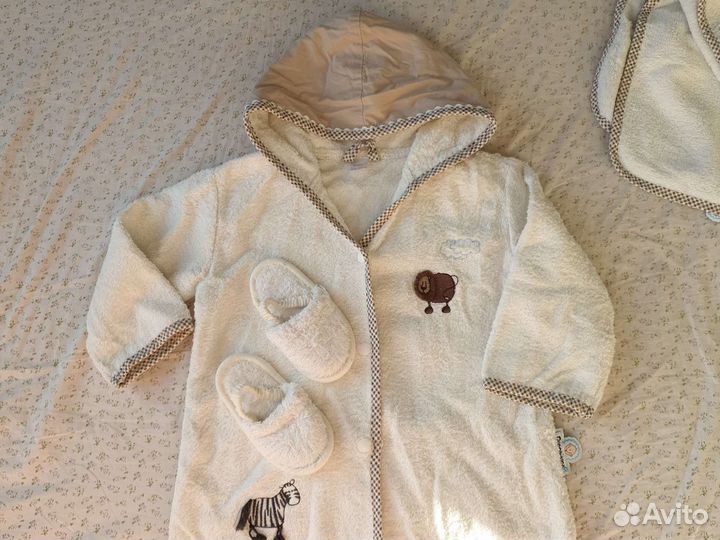 Комплект полотенце халат тапочки на годик 80р