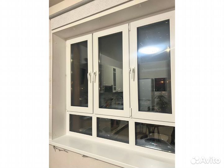 Трёхстворчатое окно на заказ. Рассрочка 0%