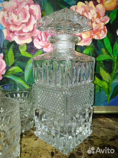 Штоф со стаканами Богемия