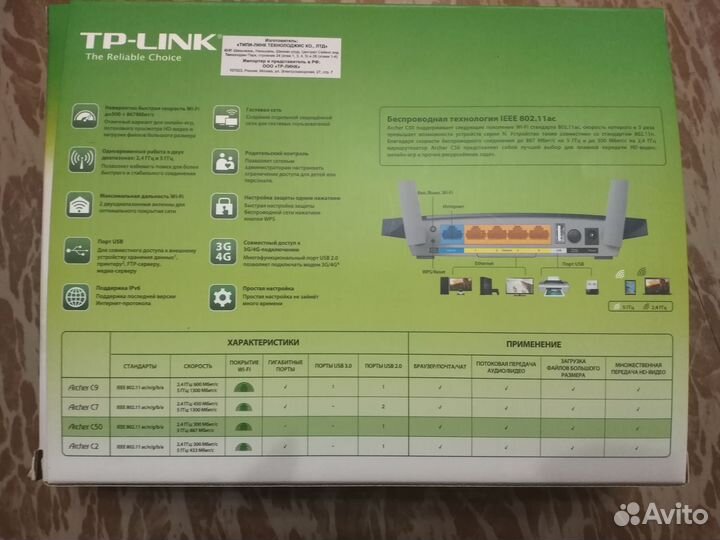 Роутер Tp Link archer 50 (не рабочий-на запчасти)