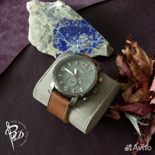 Кожаный ремешок для часов Fossil. Ручная работа