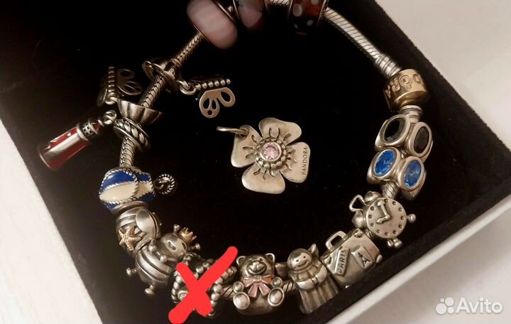 Браслет серебряный Pandora с шармами оригинал