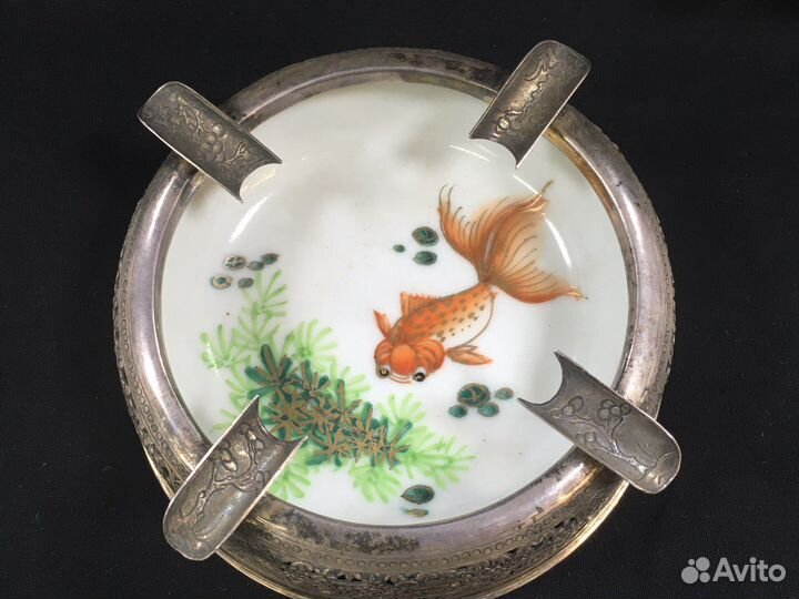 Серебряный набор Пепельница и портсигар