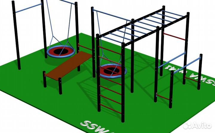 Уличный спорткомплекс с качелью