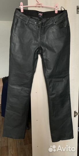 Натуральные кожаные мото брюки женские