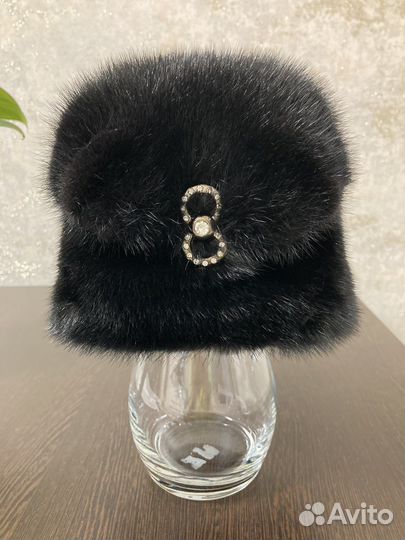 Шапка норковая женская черная бу