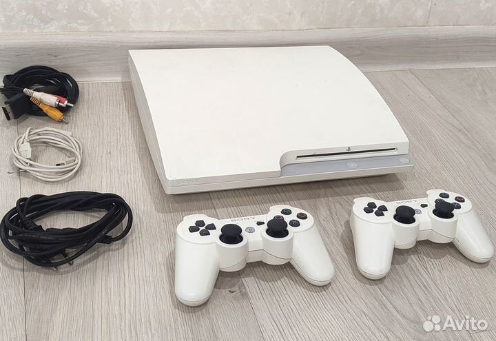 Прошитая Sony PS3 Slim 320GB White +2 джоя +45 игр