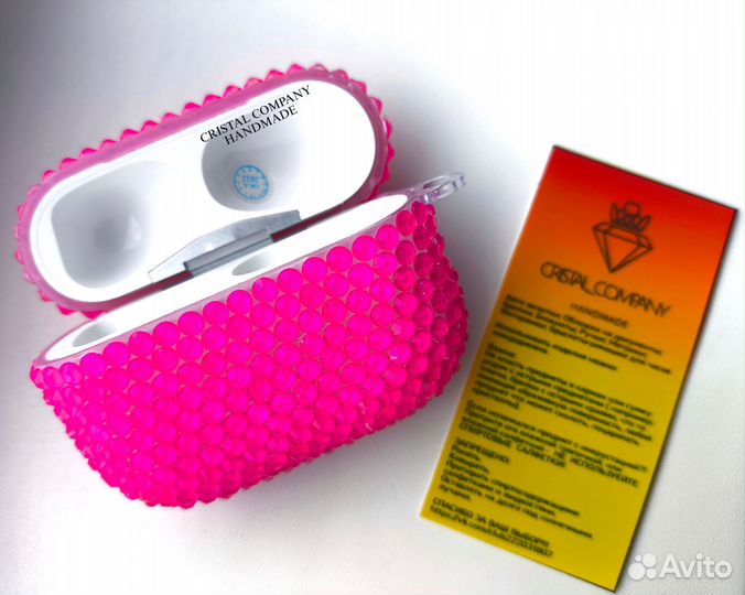 Чехол для airpods pro 2 в стразах неоновый