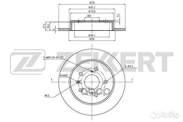 Диск торм. зад. Fiat Sedici 06- Suzuki SX4 (EY