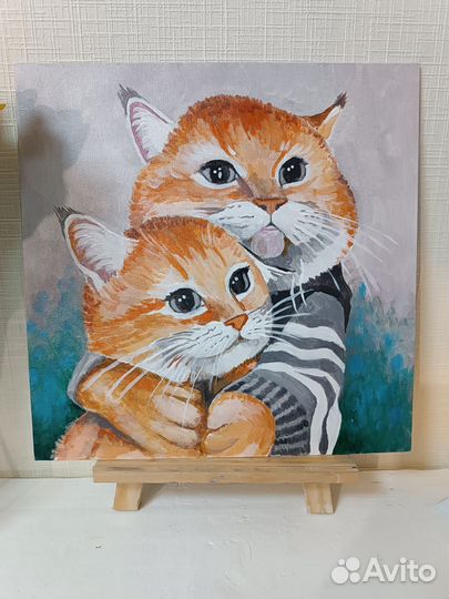 Картина акрилом Коты