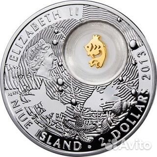 Монета на счастье Золотая рыбка серебро Ниуэ 2013г