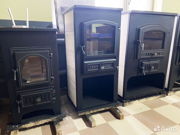 Печь-камин этна (бкд) с плитой Антрацит высокий