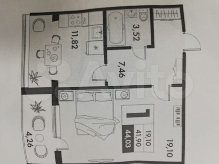 1-к. квартира, 44,3 м², 6/10 эт.