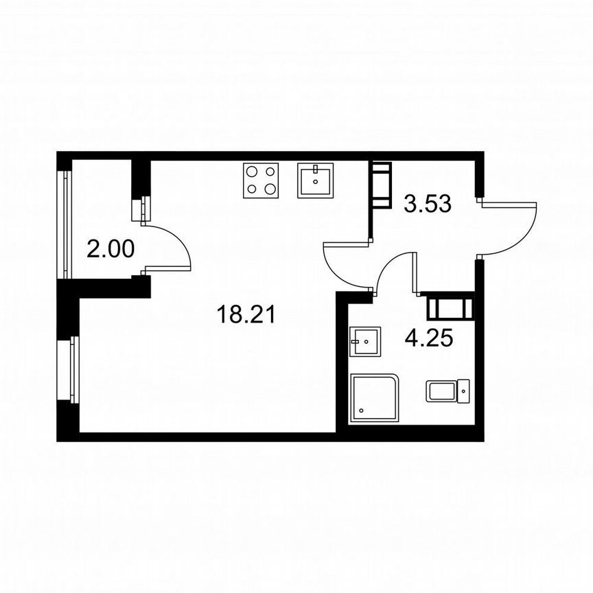 Квартира-студия, 27 м², 6/9 эт.