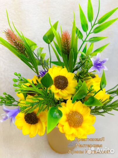 Букет из мыла с подсолнухами, день учителя