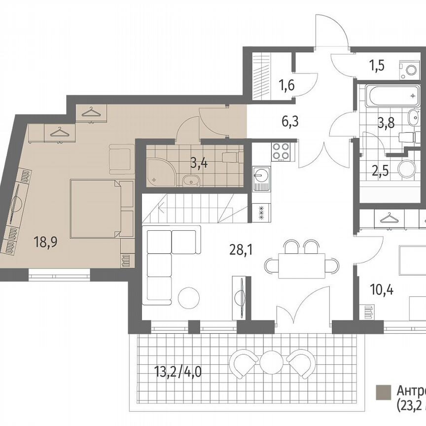 2-к. квартира, 107,5 м², 1/7 эт.