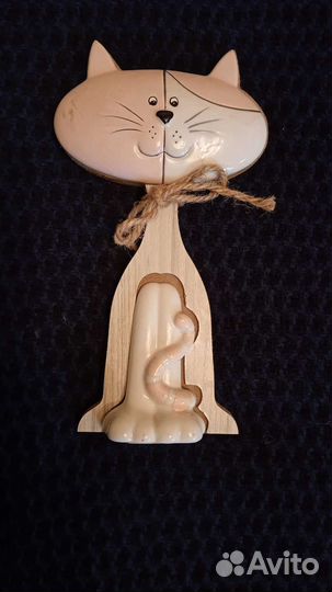 Фигурка Кошка Италия новая (дерево,керамика)
