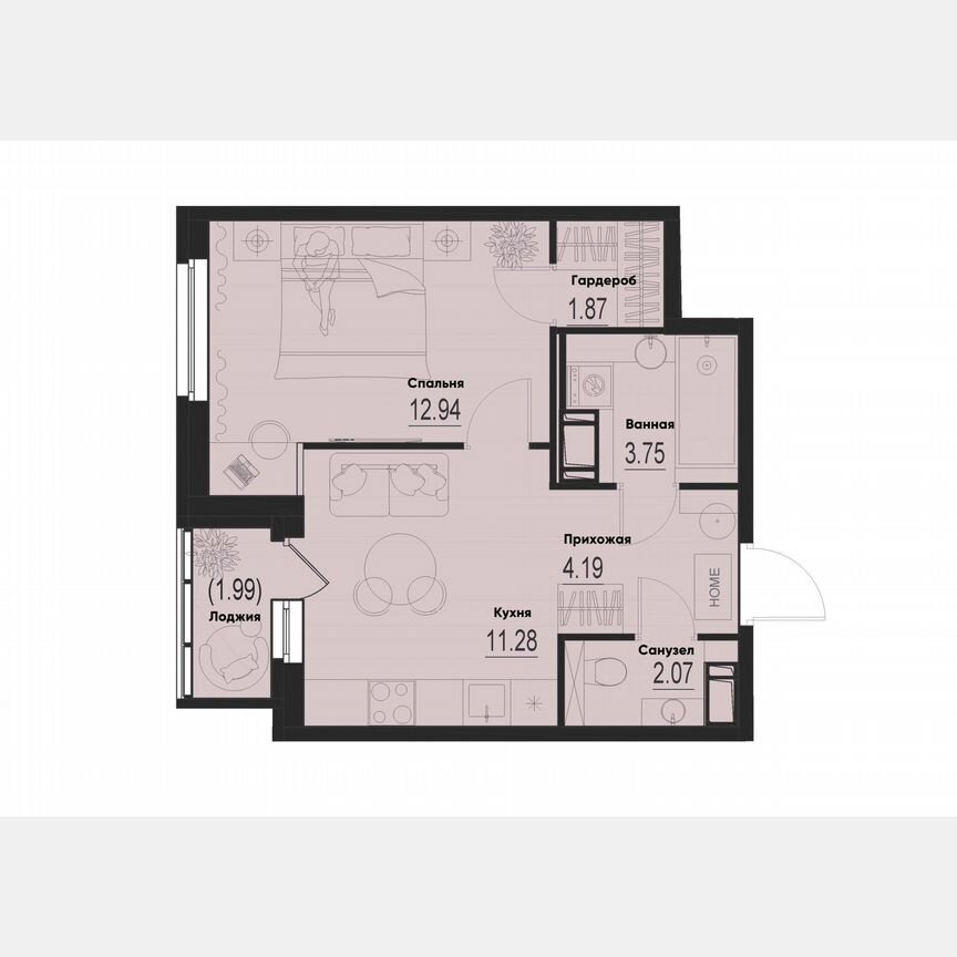 1-к. квартира, 37,1 м², 4/12 эт.