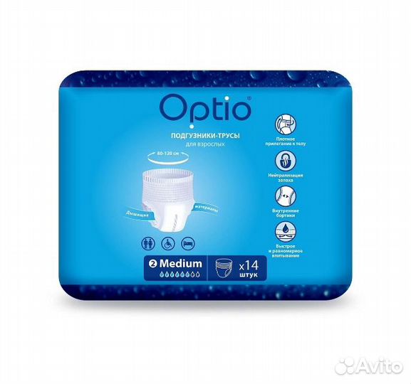 Подгузники-трусики для взрослых optio M, L
