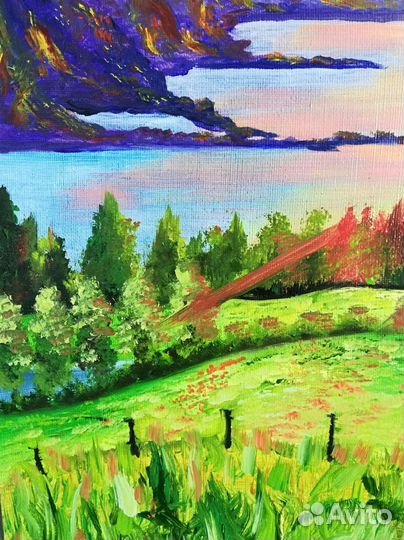 Картина маслом пейзаж морской 