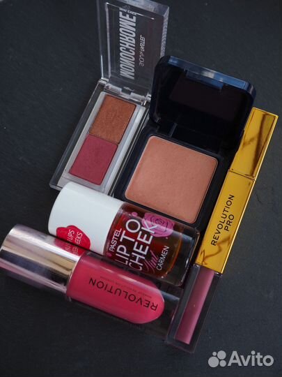 Набор, сет, помада, румяна, блеск, тинт