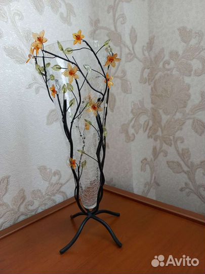 Ваза для цветов стекло и металл