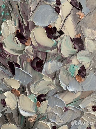 Картина маслом 3D «голубые орхидеи»