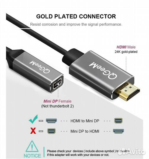 Адаптер с hdmi на miniDisplayPort