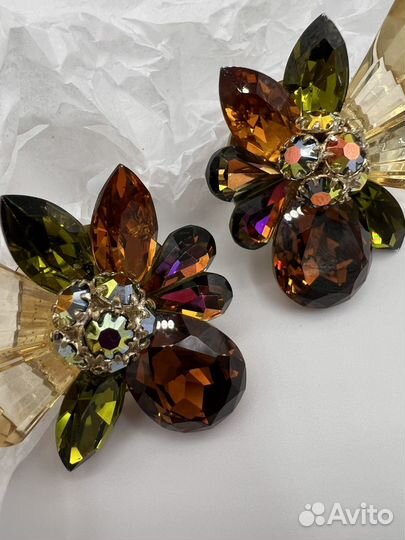 Винтажные клипсы с кристаллами аб Judith, США