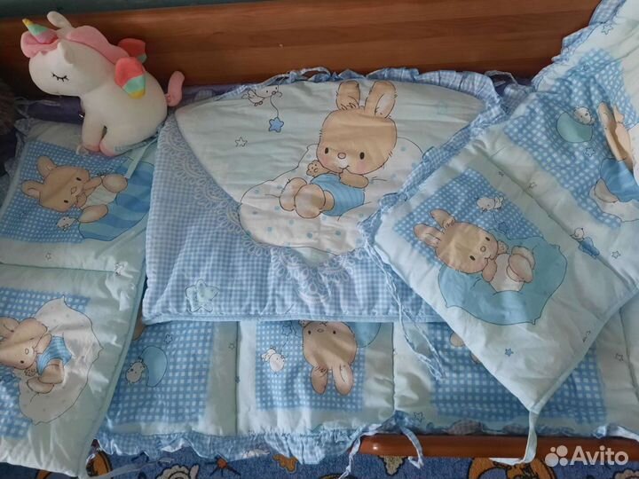 Бортики в кроватку для мальчика+балдахин