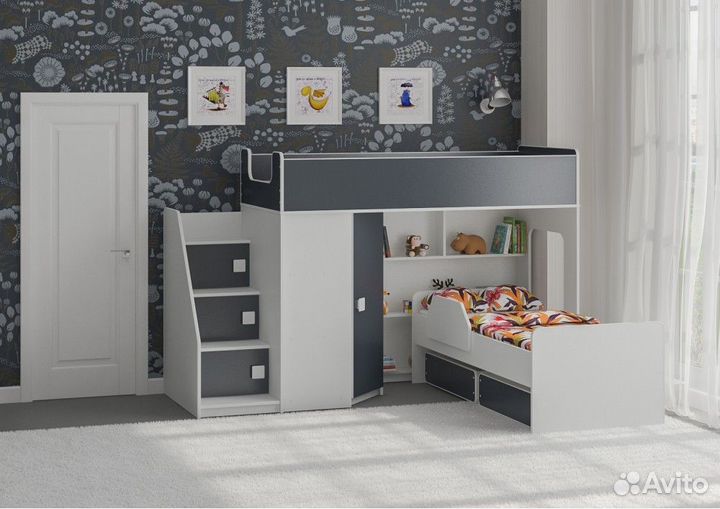 Кровати фабричные двухъярусные с лесенкой комодом
