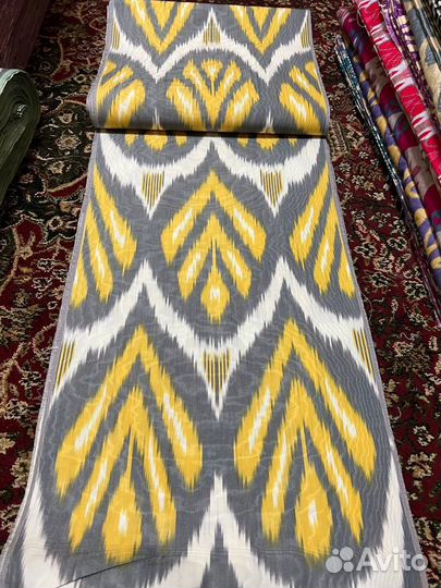 Узбекский хлопковый икат ручного ткачества. Адрас