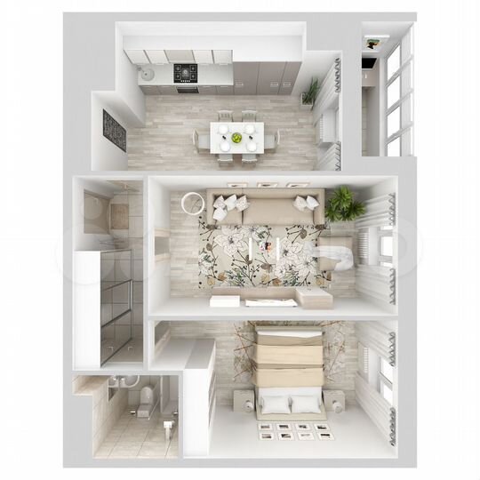 2-к. квартира, 53,9 м², 12/15 эт.