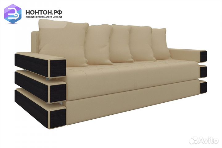 Диван еврокнижка Венеция экокожа бежевая